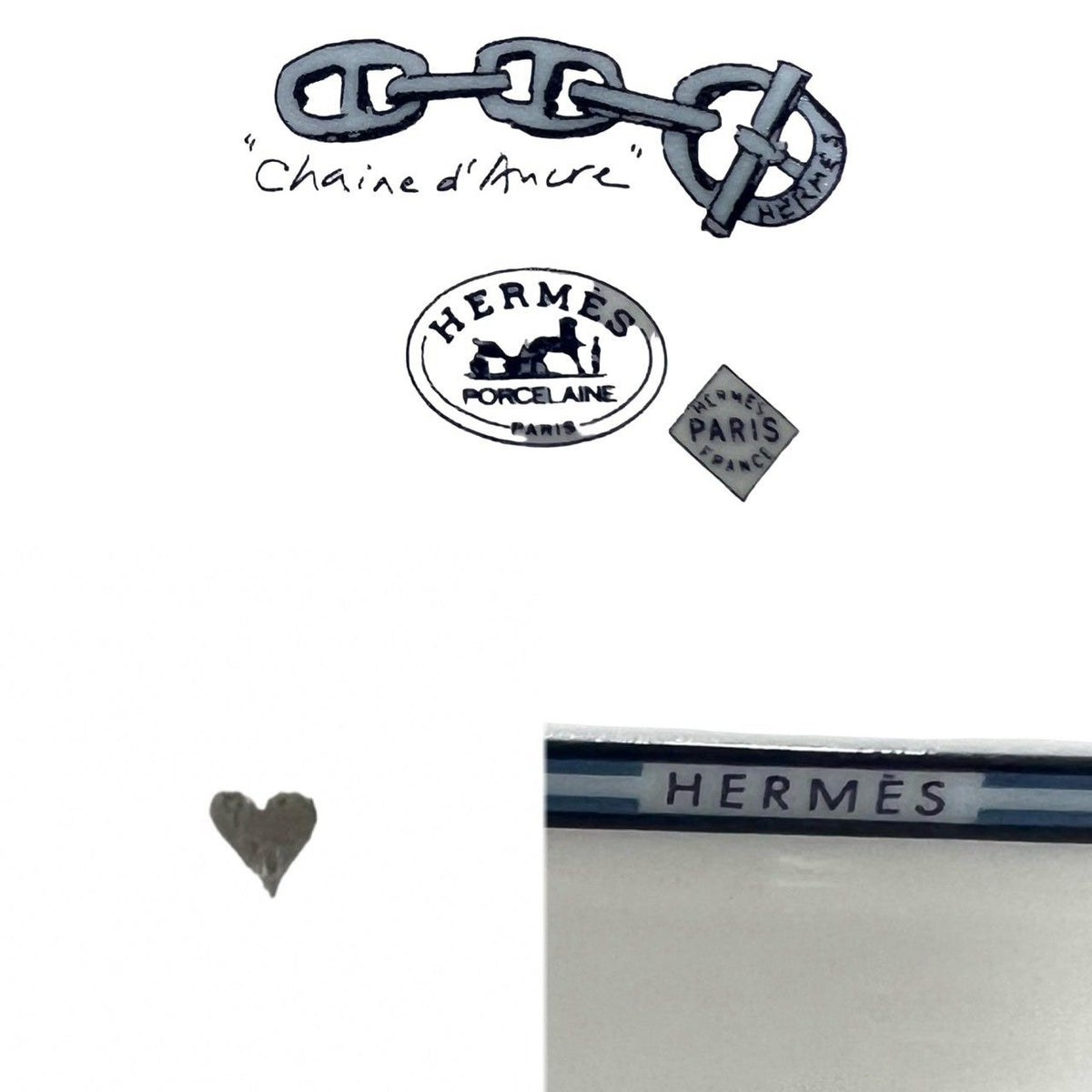 Hermes Chaine D'Ancre Pattern Plate Square Ceramic Case White Blue — view 2