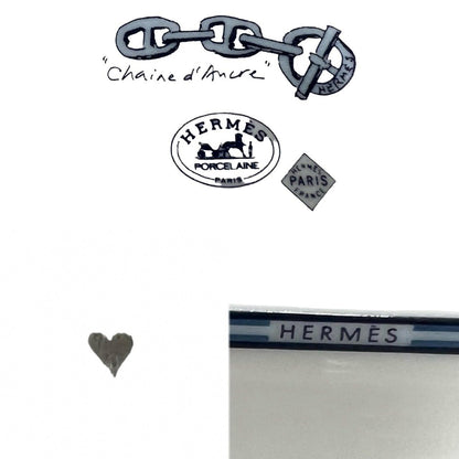 Hermes Chaine D'Ancre Pattern Plate Square Ceramic Case White Blue — view 2