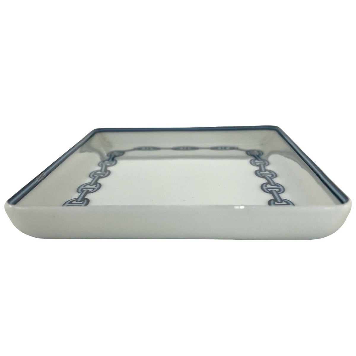 Hermes Chaine D'Ancre Pattern Plate Square Ceramic Case White Blue — view 5