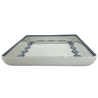 Hermes Chaine D'Ancre Pattern Plate Square Ceramic Case White Blue — view 5
