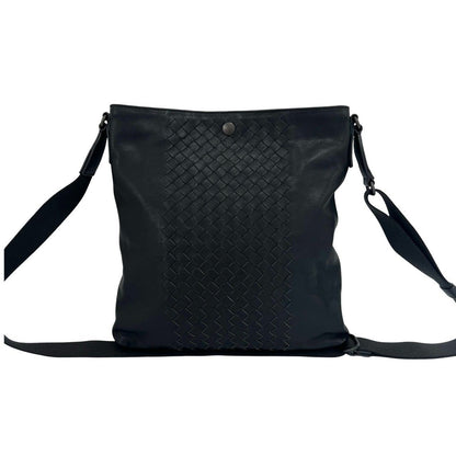 Bottega Veneta Intrecciato Leather Shoulder Bag Cross Black — view 3