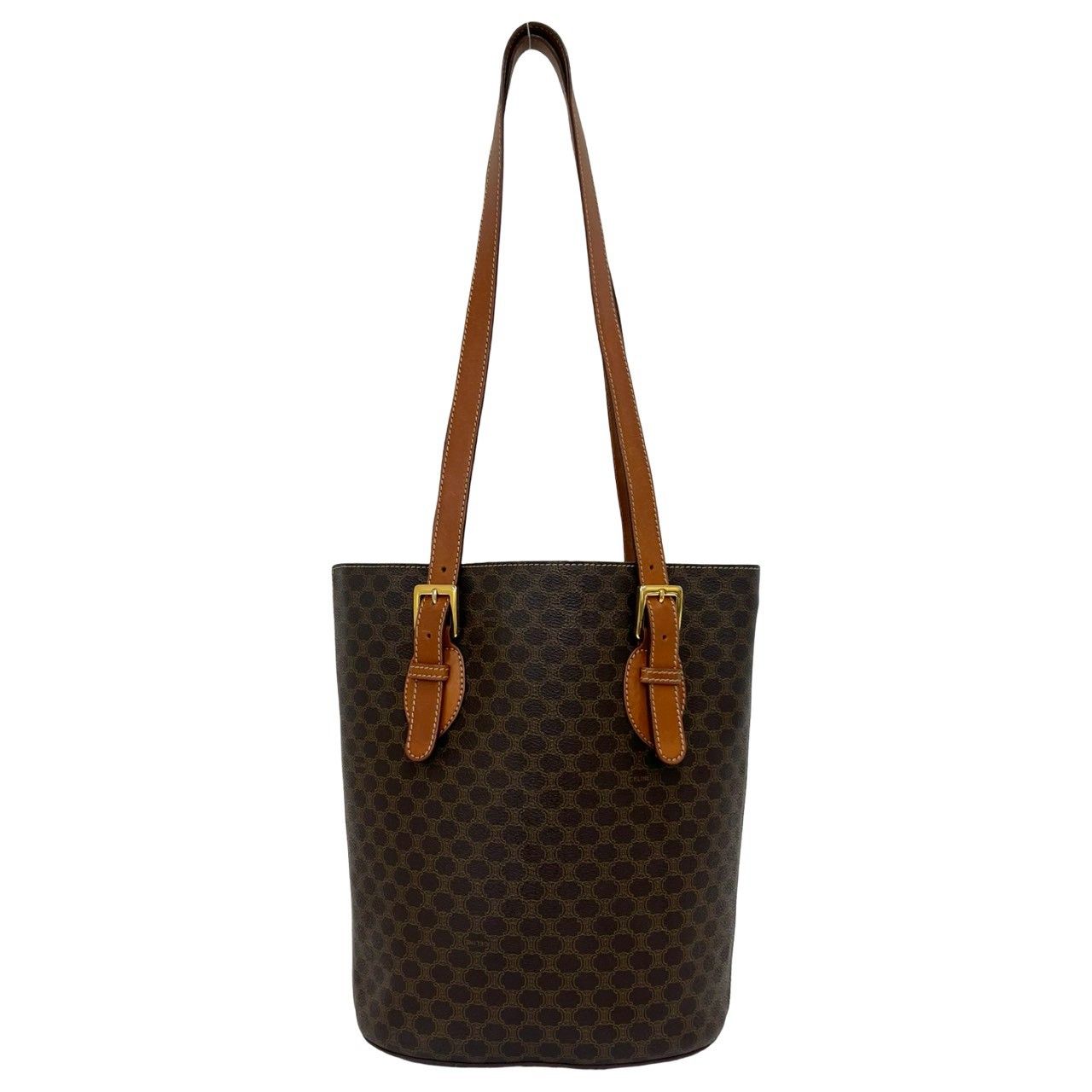 Celine Vintage Macadam Blason Pattern Triomphe Logo Leather Tote Shoulder Bag — view 3