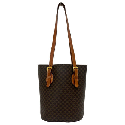 Celine Vintage Macadam Blason Pattern Triomphe Logo Leather Tote Shoulder Bag — view 3
