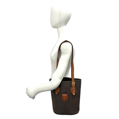 Celine Vintage Macadam Blason Pattern Triomphe Logo Leather Tote Shoulder Bag — view 2