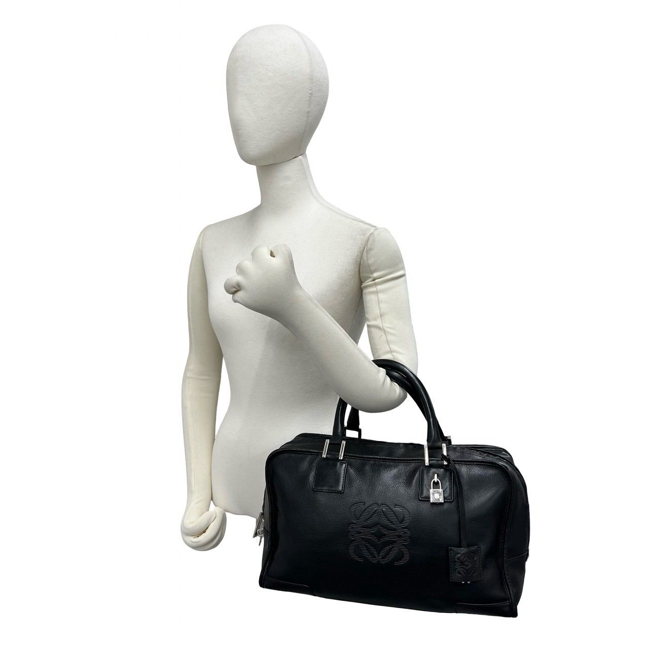Loewe Amazona 36 Anagram Logo Leather Mini Boston Bag Tote Black — view 2