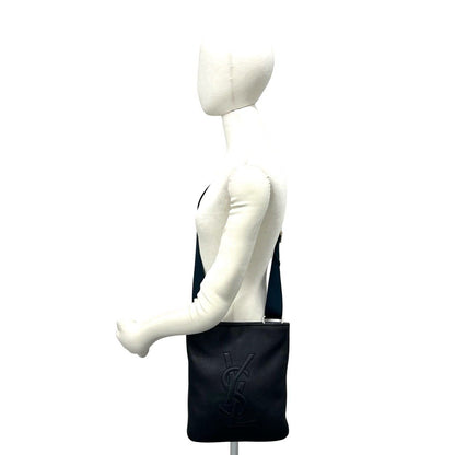 Saint Laurent YSL Logo Stitch Leather Shoulder Bag Crossbody Black — view 2