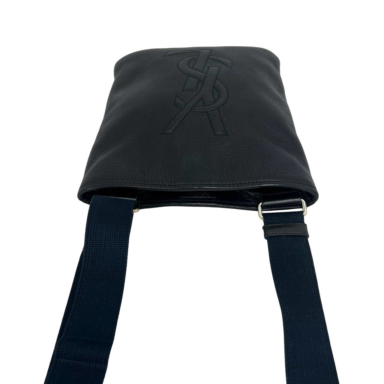 Saint Laurent YSL Logo Stitch Leather Shoulder Bag Crossbody Black — view 4