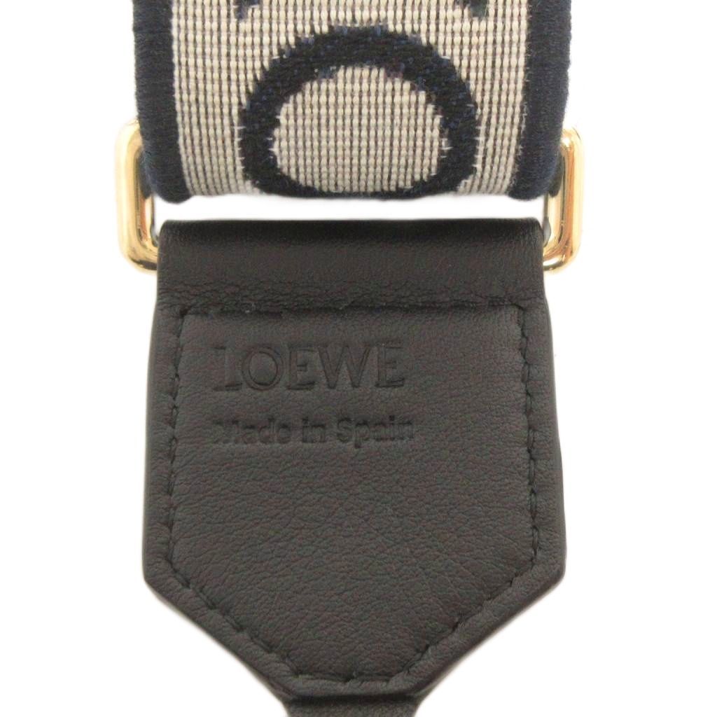 Loewe Anagram Logo Shoulder Strap Bag Jacquard Leather Beige Navy — view 3
