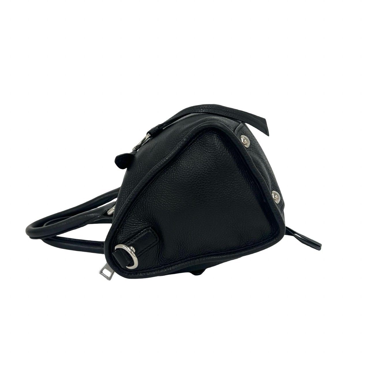 Prada Logo Leather 2-Way Mini Boston Bag Black — view 5