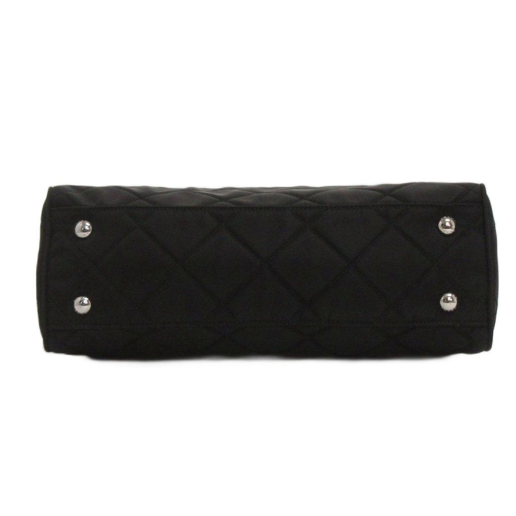 Prada Quilted Nylon Chain Shoulder Bag Tote Triangle Logo Black — view 4