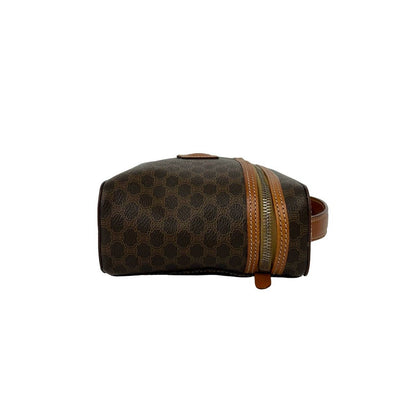 Celine Vintage Macadam Blason Pattern Leather Handbag Vanity Pouch Brown — view 5
