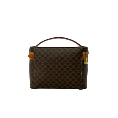 Celine Vintage Macadam Blason Pattern Leather Handbag Vanity Pouch Brown — view 3