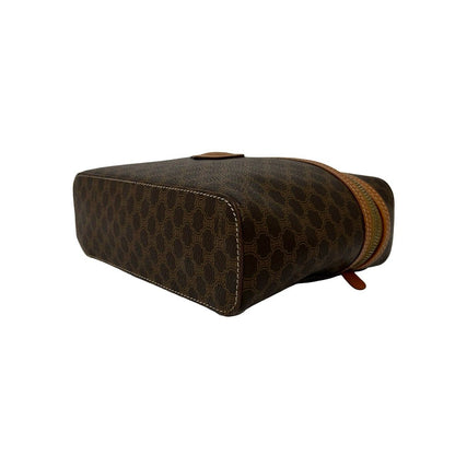 Celine Vintage Macadam Blason Pattern Leather Handbag Vanity Pouch Brown — view 8