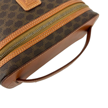 Celine Vintage Macadam Blason Pattern Leather Handbag Vanity Pouch Brown — view 4