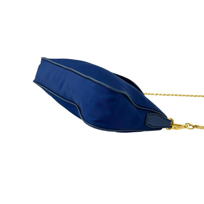 Prada Triangle Logo Tessuto Nylon Saffiano Leather Chain Shoulder Bag Pochette — view 8