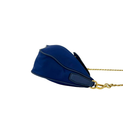 Prada Triangle Logo Tessuto Nylon Saffiano Leather Chain Shoulder Bag Pochette — view 6