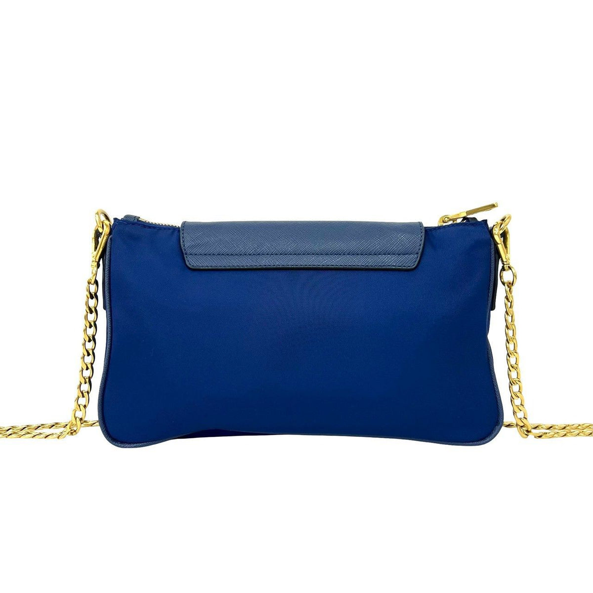 Prada Triangle Logo Tessuto Nylon Saffiano Leather Chain Shoulder Bag Pochette — view 3