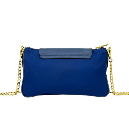 Prada Triangle Logo Tessuto Nylon Saffiano Leather Chain Shoulder Bag Pochette — view 3