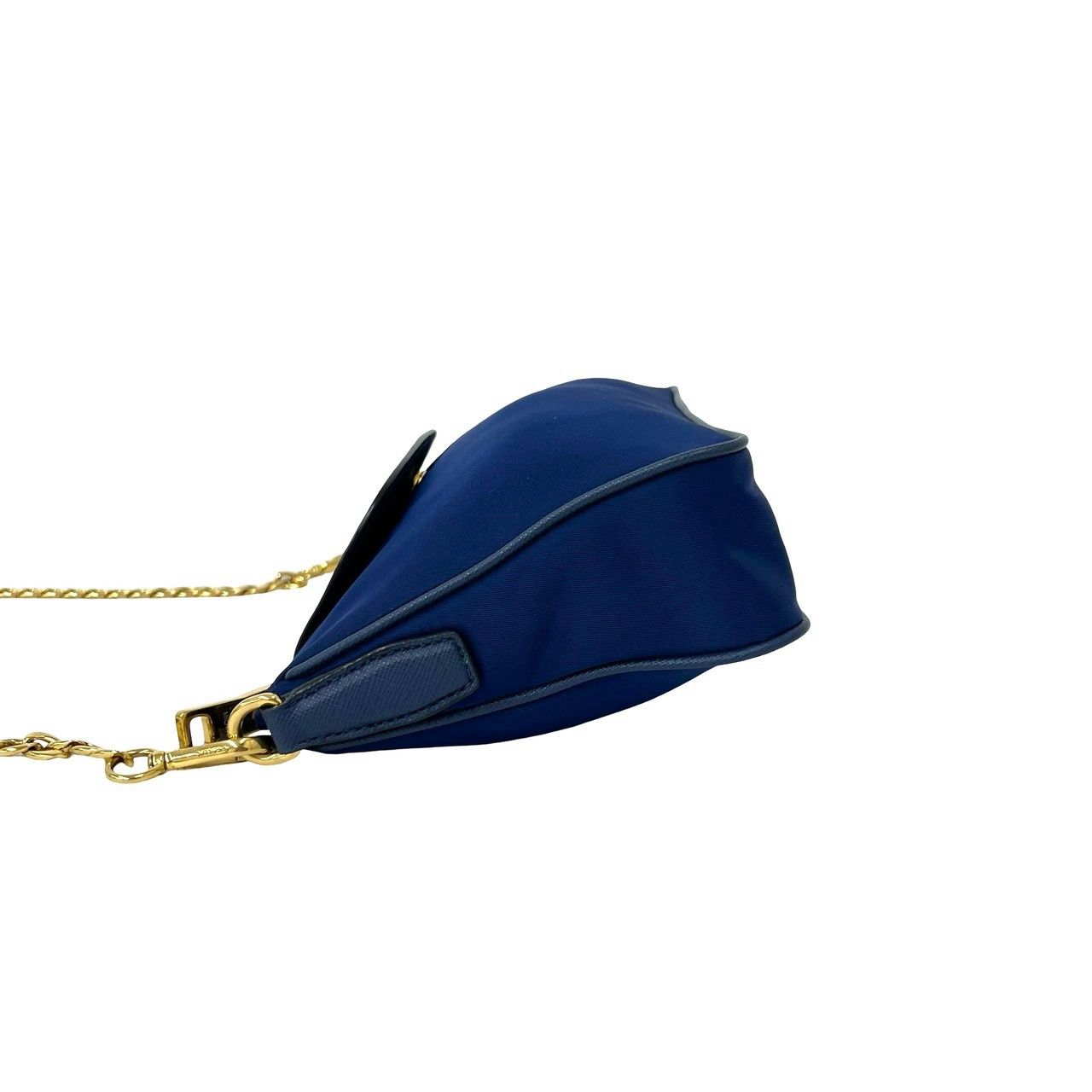 Prada Triangle Logo Tessuto Nylon Saffiano Leather Chain Shoulder Bag Pochette — view 5