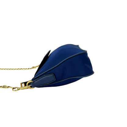 Prada Triangle Logo Tessuto Nylon Saffiano Leather Chain Shoulder Bag Pochette — view 5