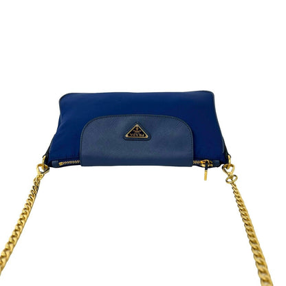 Prada Triangle Logo Tessuto Nylon Saffiano Leather Chain Shoulder Bag Pochette — view 4