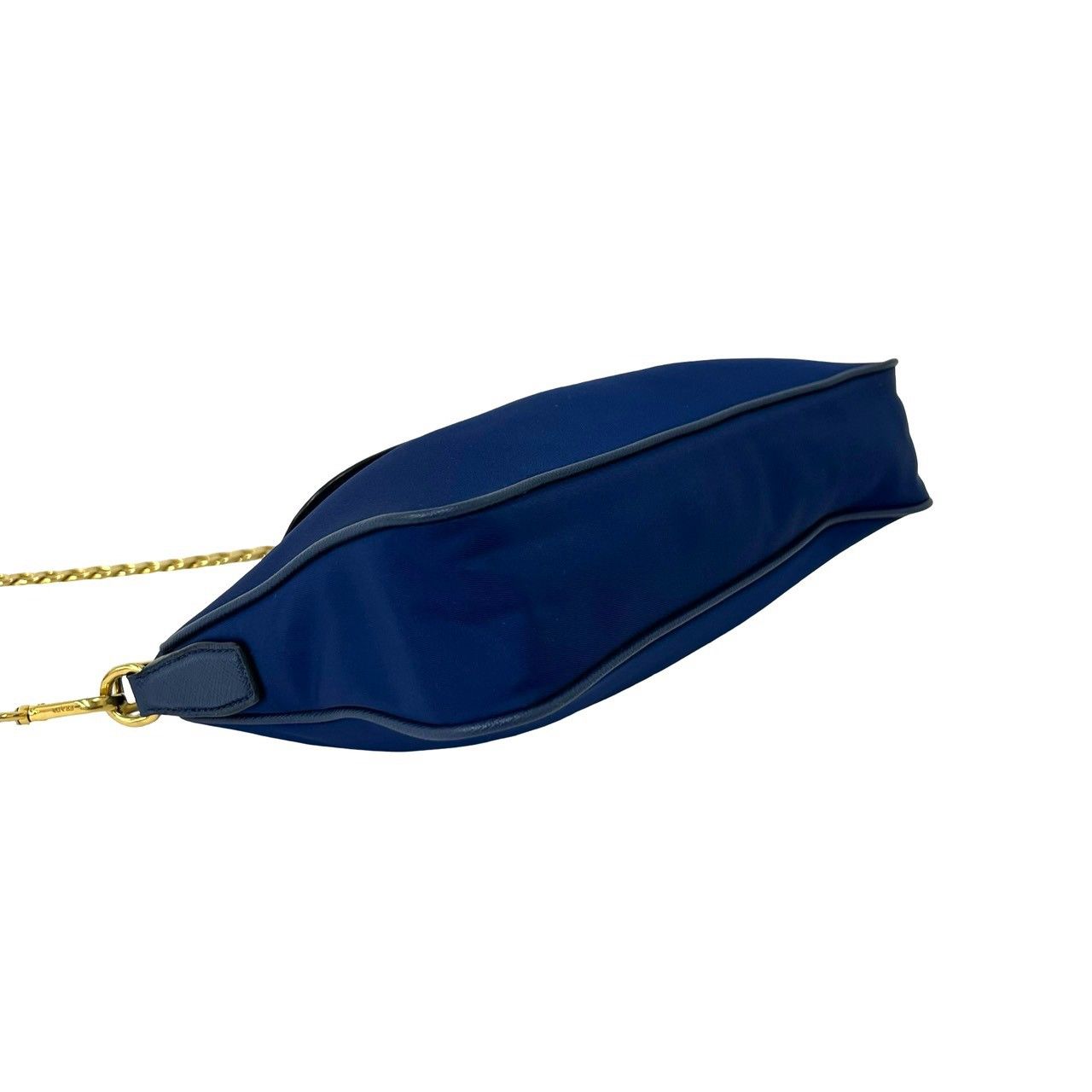 Prada Triangle Logo Tessuto Nylon Saffiano Leather Chain Shoulder Bag Pochette — view 7