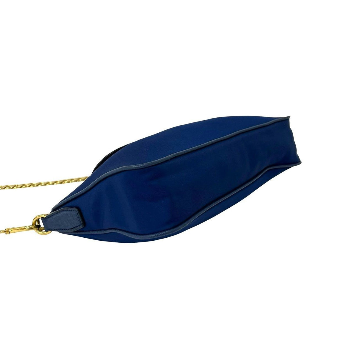 Prada Triangle Logo Tessuto Nylon Saffiano Leather Chain Shoulder Bag Pochette — view 7