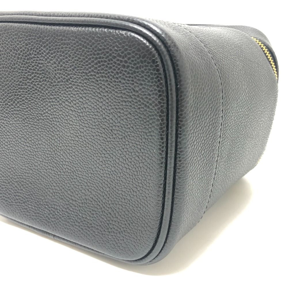 Chanel Handbag CC Logo Vertical Vanity Bag Caviar Leather Black — view 6
