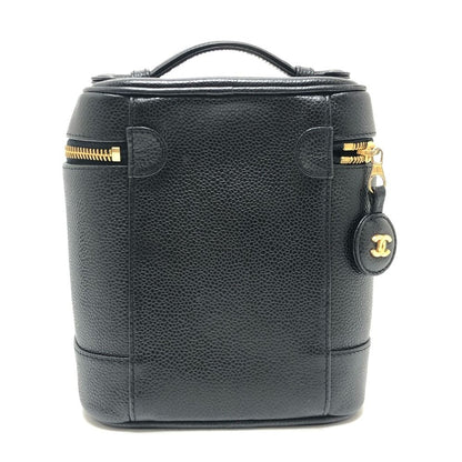Chanel Handbag CC Logo Vertical Vanity Bag Caviar Leather Black — view 2