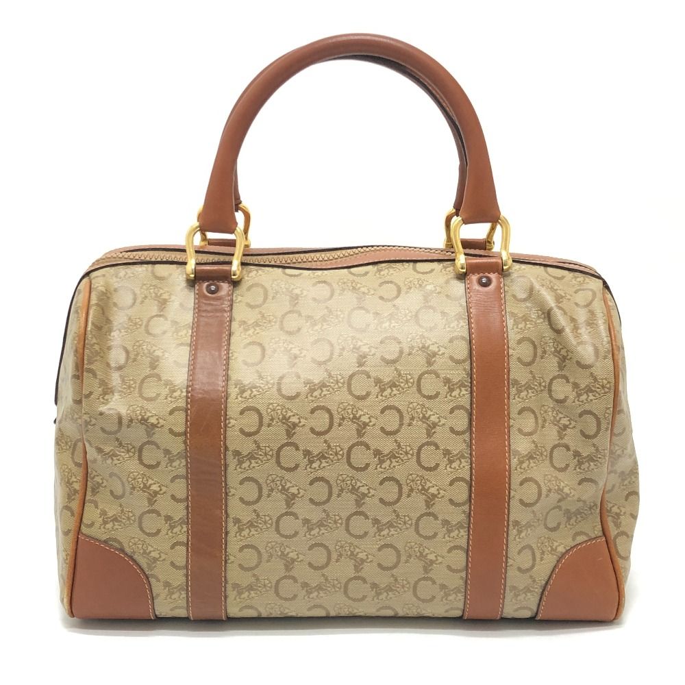 Celine Boston Bag Macadam Pattern Leather Beige