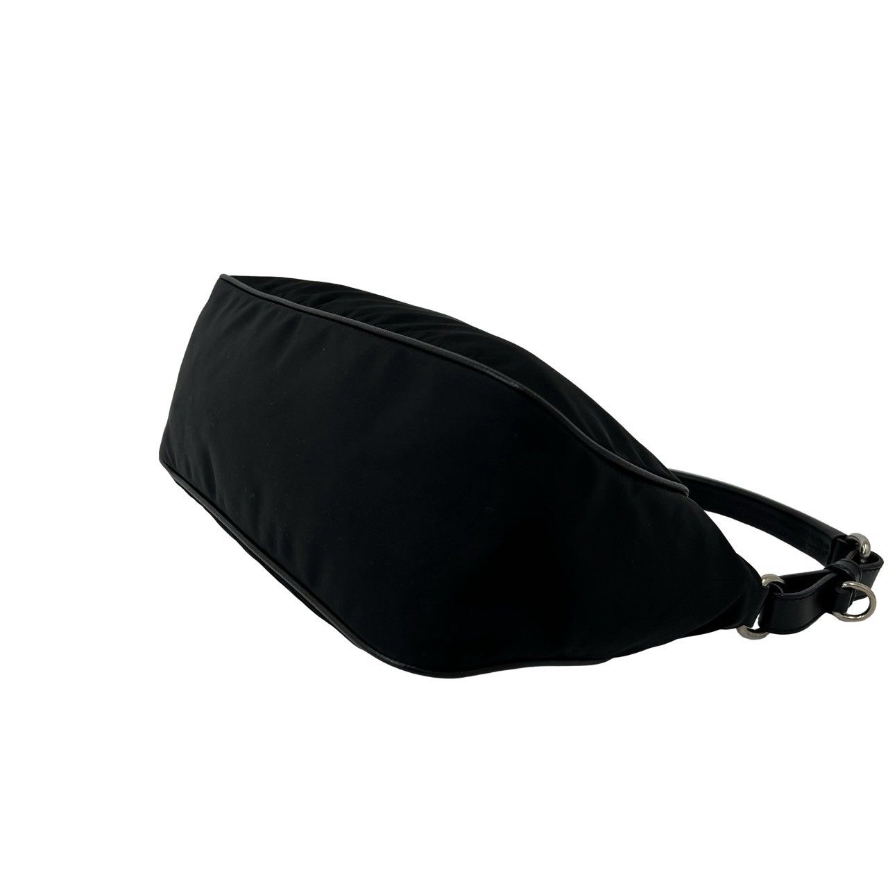 Prada Triangle Logo Tessuto Nylon Saffiano Leather Mini Shoulder Bag Black — view 8