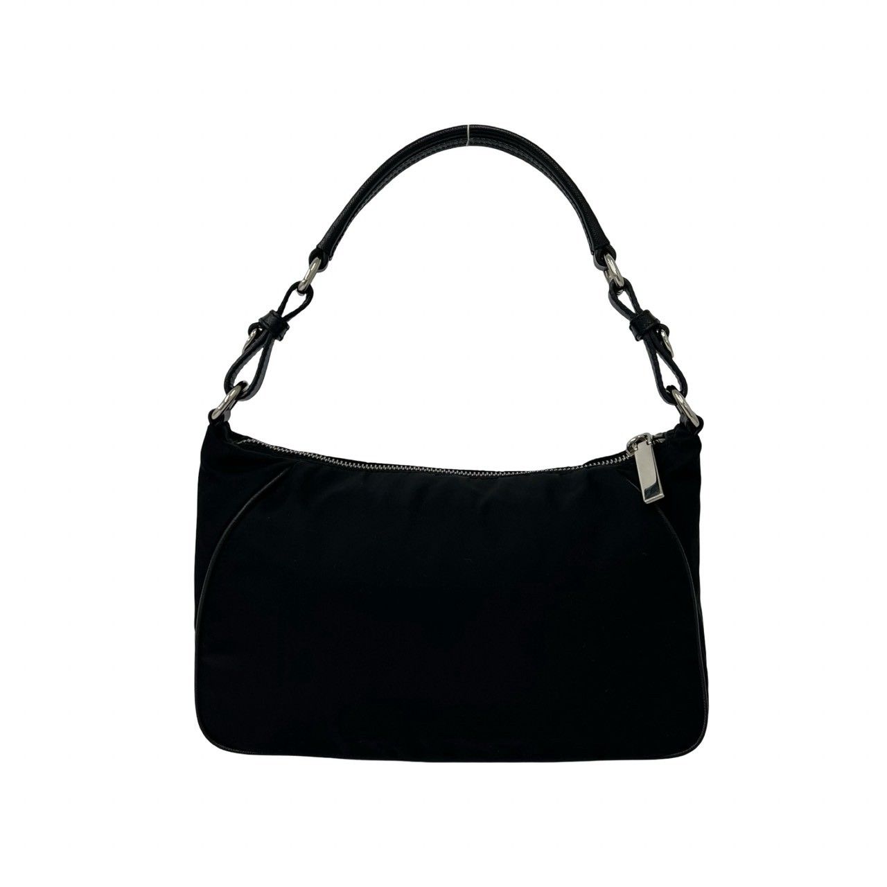 Prada Triangle Logo Tessuto Nylon Saffiano Leather Mini Shoulder Bag Black — view 3
