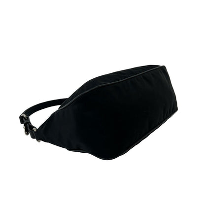 Prada Triangle Logo Tessuto Nylon Saffiano Leather Mini Shoulder Bag Black — view 7