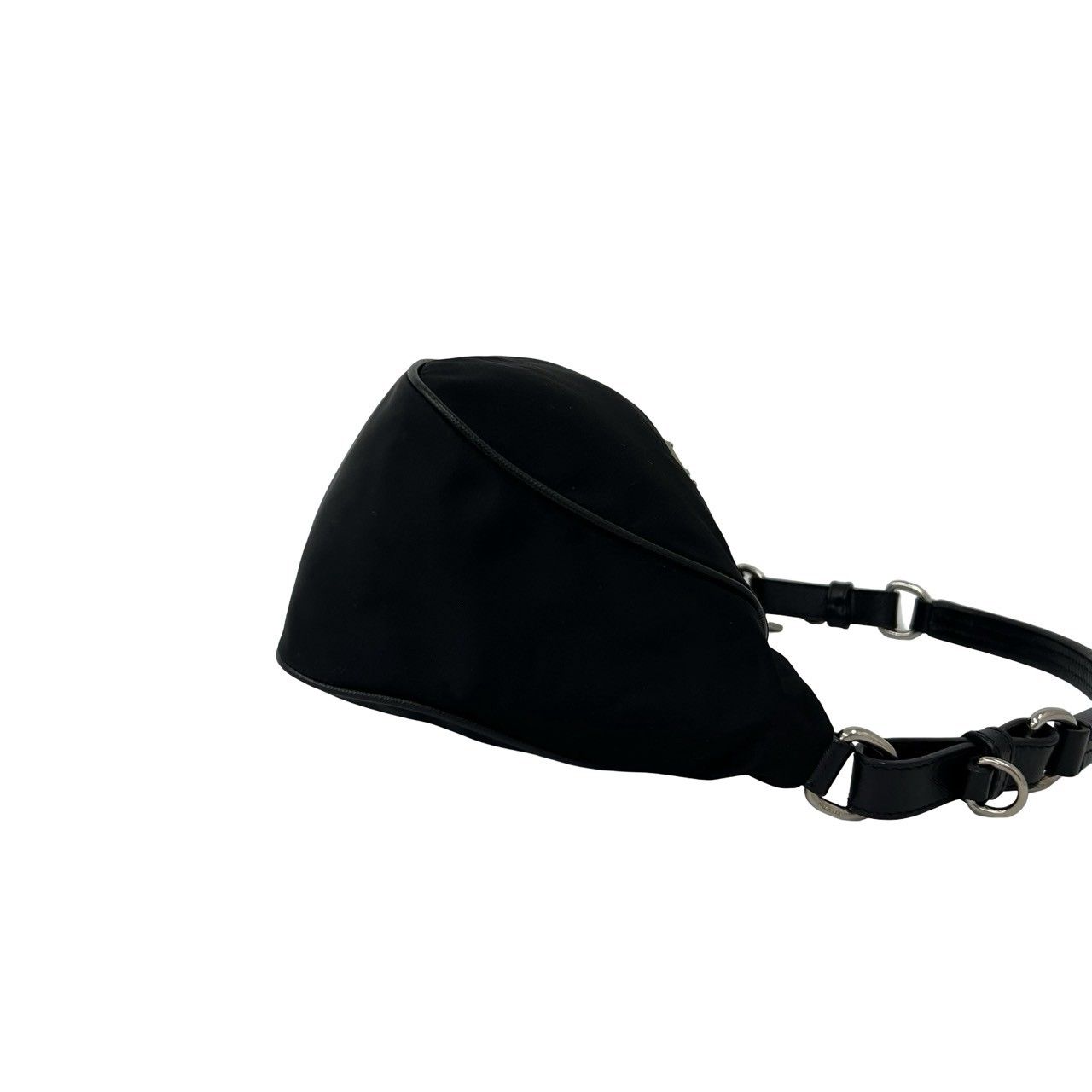 Prada Triangle Logo Tessuto Nylon Saffiano Leather Mini Shoulder Bag Black — view 5