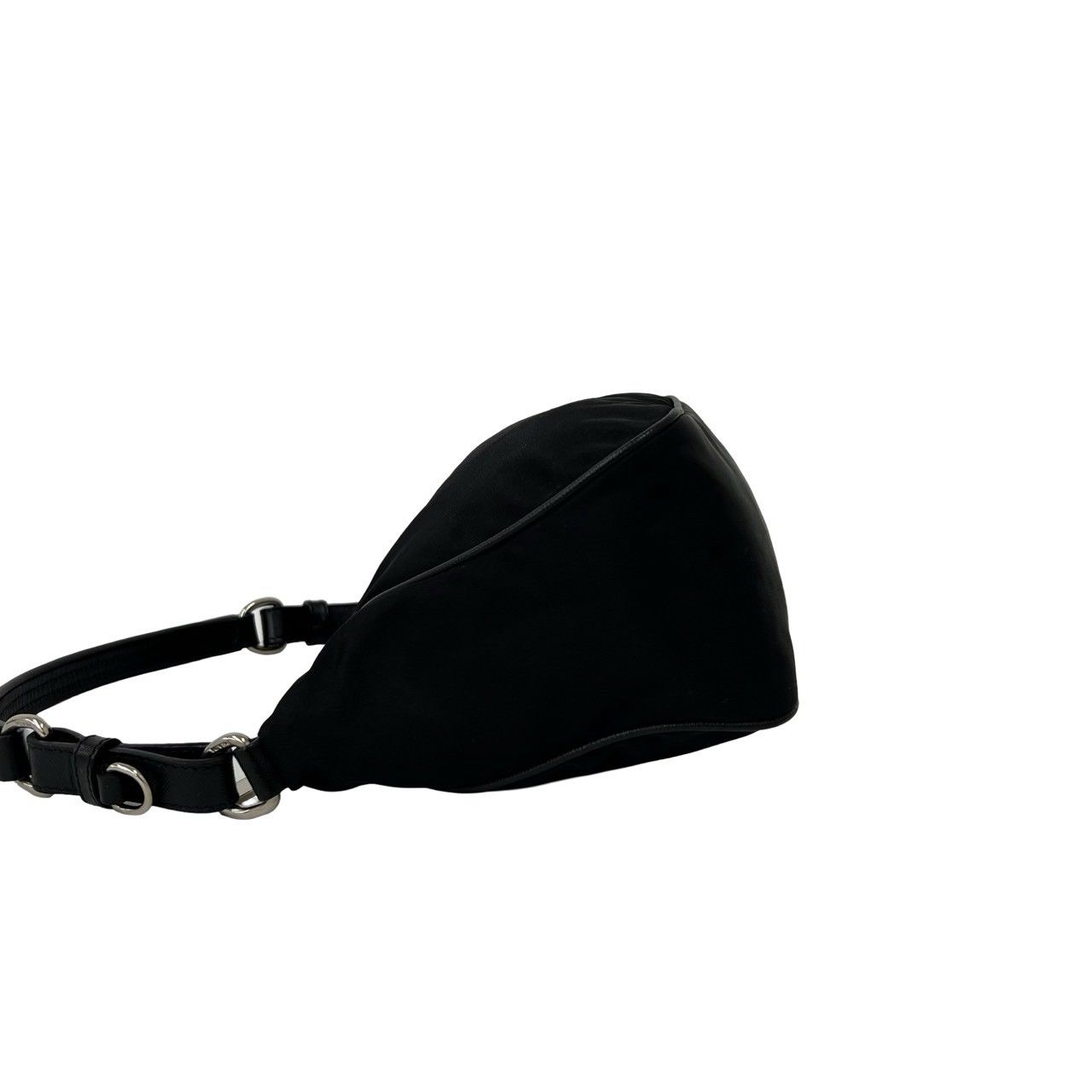 Prada Triangle Logo Tessuto Nylon Saffiano Leather Mini Shoulder Bag Black — view 6