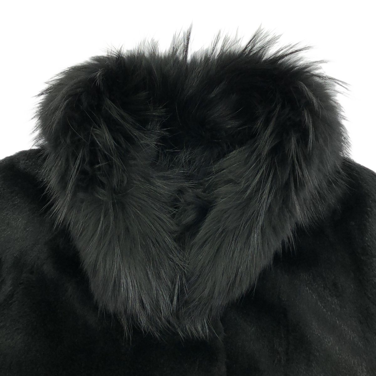 Max Mara Studio Rabbit Fur Coat Black 40 — view 4