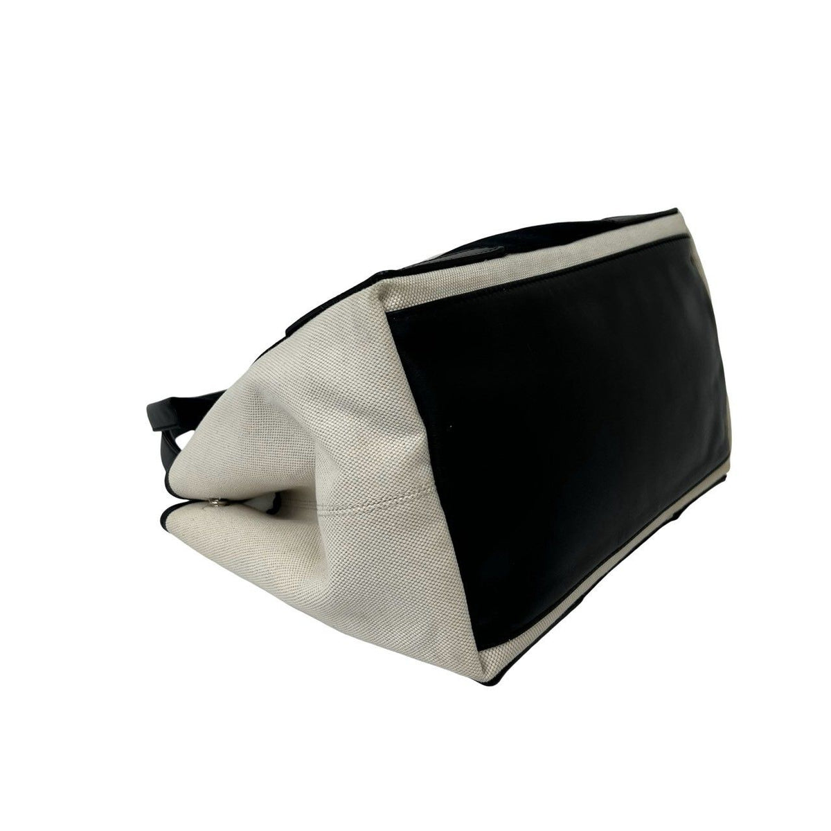 Balenciaga Navy Cabas Canvas Leather Handbag Mini Tote Black Ivory — view 7