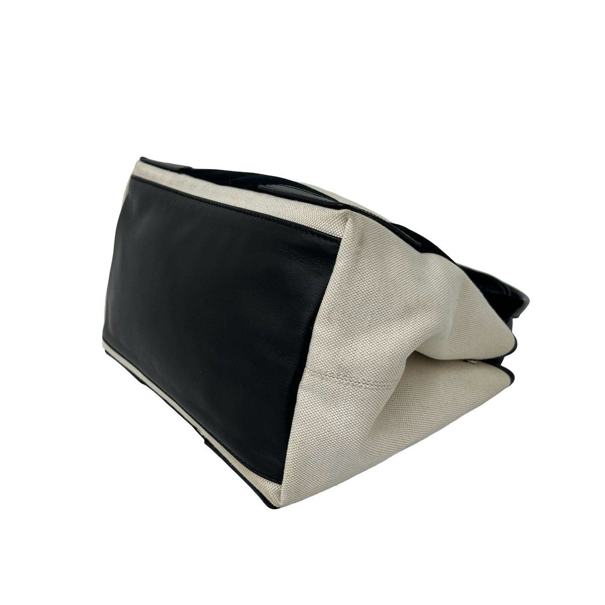 Balenciaga Navy Cabas Canvas Leather Handbag Mini Tote Black Ivory — view 8