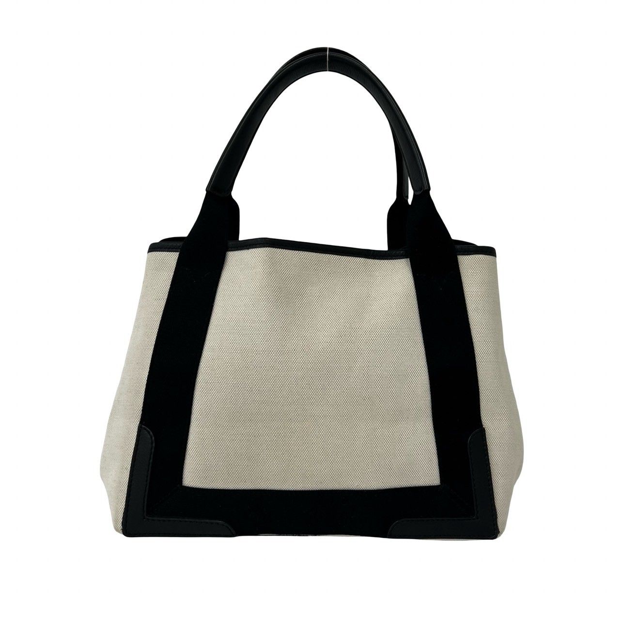 Balenciaga Navy Cabas Canvas Leather Handbag Mini Tote Black Ivory — view 3