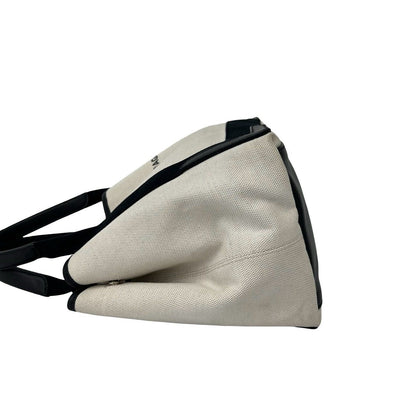 Balenciaga Navy Cabas Canvas Leather Handbag Mini Tote Black Ivory — view 5