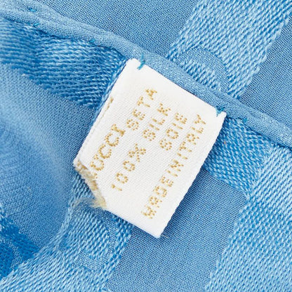 Gucci Logo Bandana Scarf Blue Silk — view 4