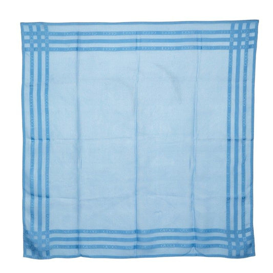 Gucci Logo Bandana Scarf Blue Silk