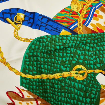 Celine Logo Bag Pumps Chain Scarf Red Multicolor Silk — view 2