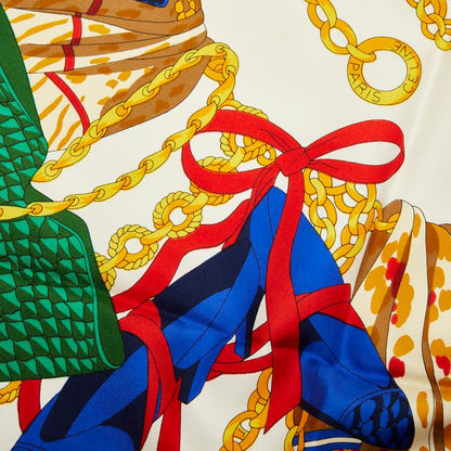 Celine Logo Bag Pumps Chain Scarf Red Multicolor Silk — view 3