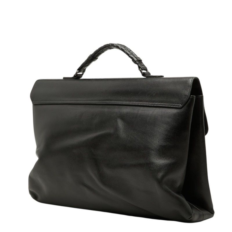 Bottega Veneta Intrecciato Briefcase Business Black Leather — view 2