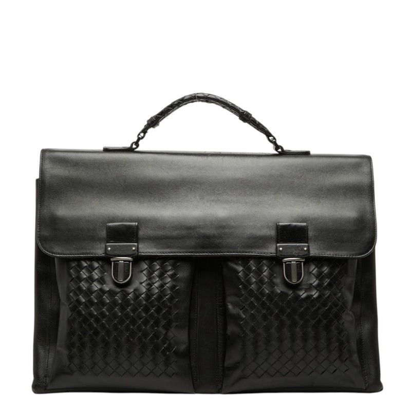 Bottega Veneta Intrecciato Briefcase Business Black Leather