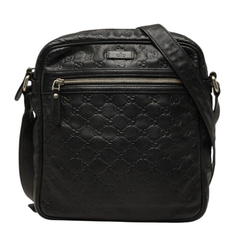 Gucci Guccissima Crossbody Shoulder Bag Black Leather