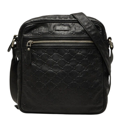 Gucci Guccissima Crossbody Shoulder Bag Black Leather