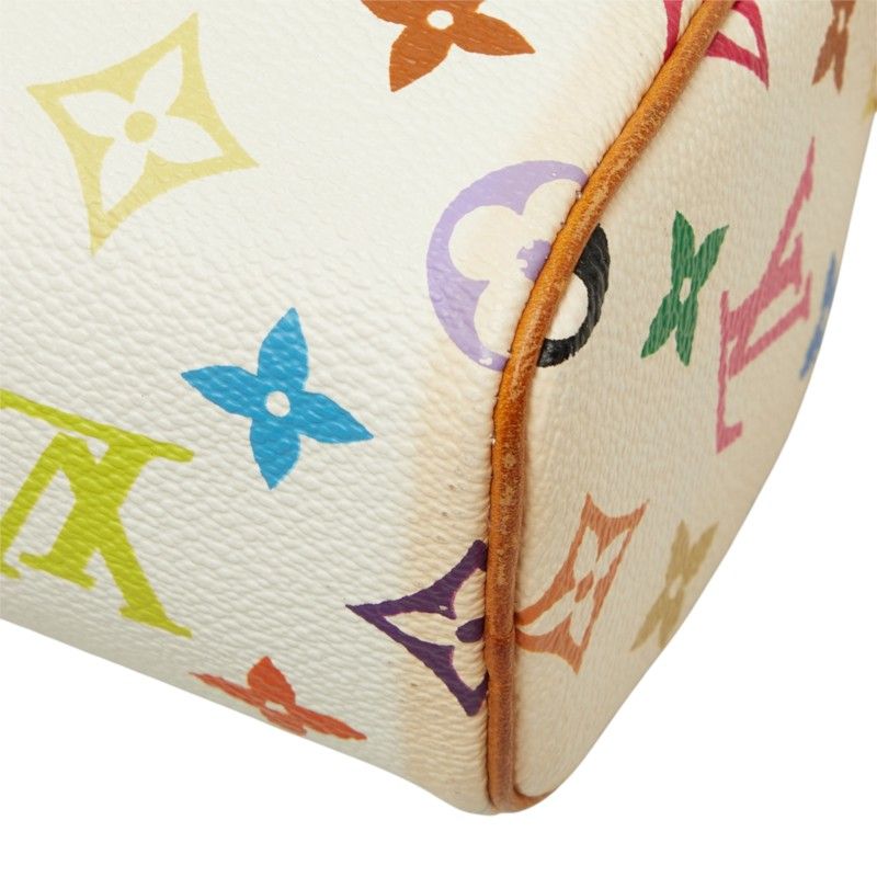 Louis Vuitton Monogram Multicolor Mini Speedy Shoulder Bag White Leather — view 6