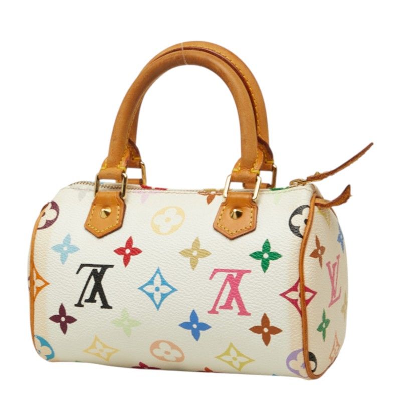 Louis Vuitton Monogram Multicolor Mini Speedy Shoulder Bag White Leather — view 2